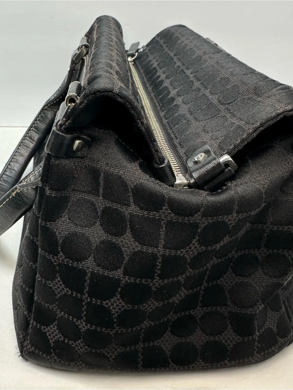 kate spade Black Shoulder Bag with Subtle Jacquard Pattern